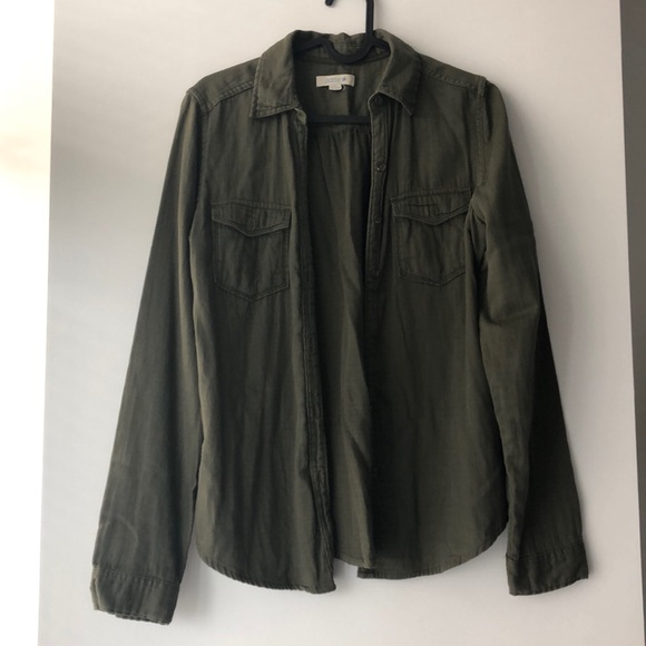 Aerie Khaki Botton Down Shirt - Picture 2 of 4